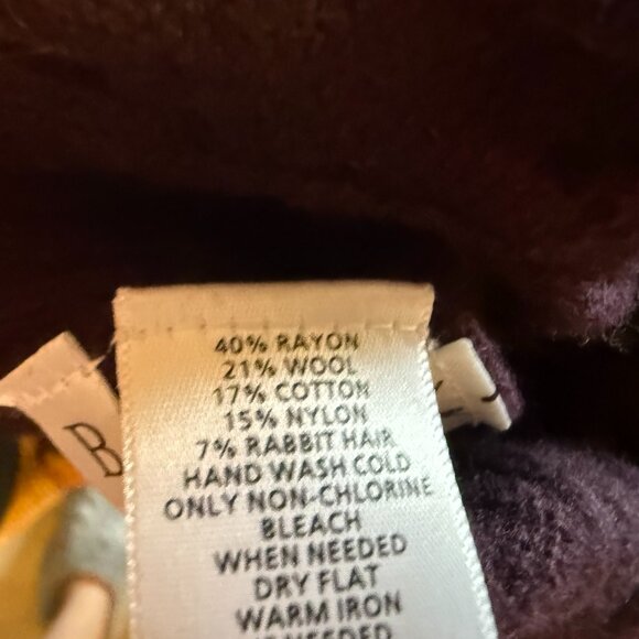 Loft Dark Purple V-Neck Cable Sweater - Wool & Rabbit Hair - Med Petite - Picture 4 of 4